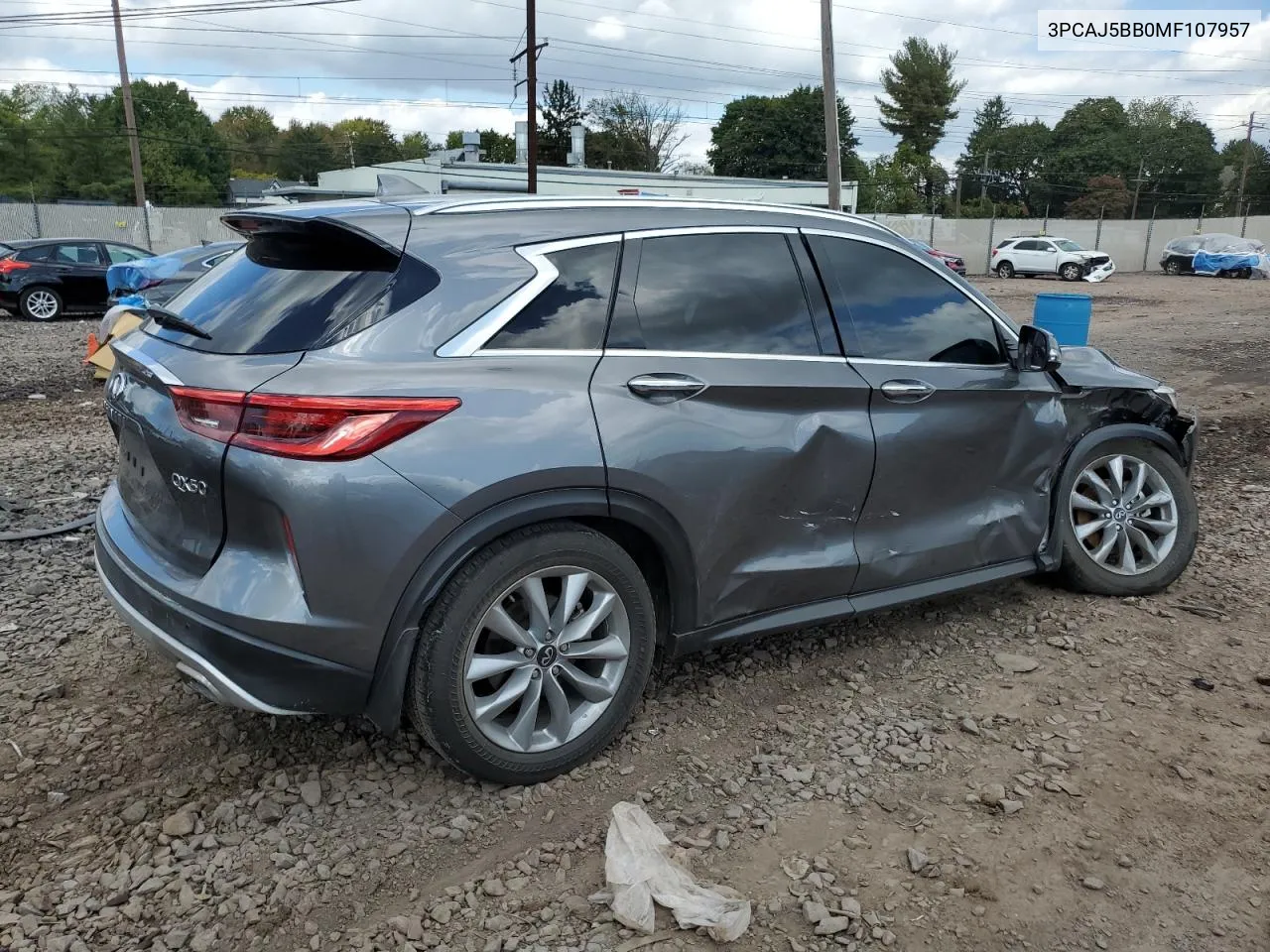 2021 Infiniti Qx50 Luxe VIN: 3PCAJ5BB0MF107957 Lot: 74042694