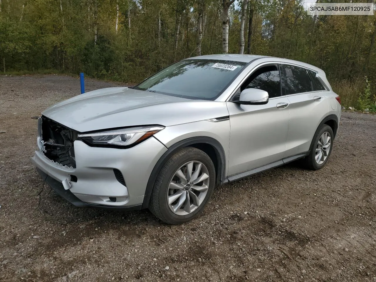 2021 Infiniti Qx50 Pure VIN: 3PCAJ5AB6MF120925 Lot: 75603284