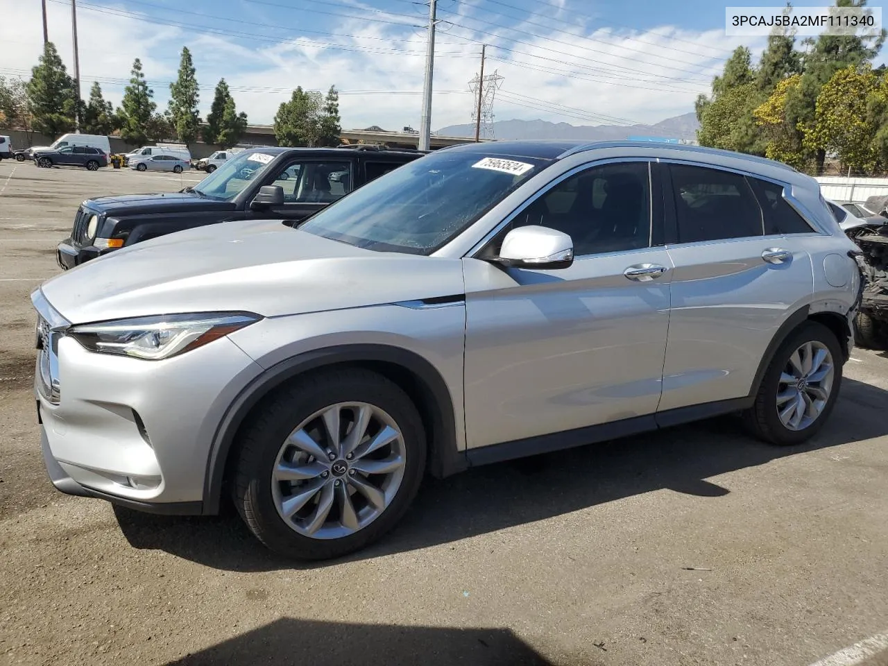 2021 Infiniti Qx50 Luxe VIN: 3PCAJ5BA2MF111340 Lot: 75963524