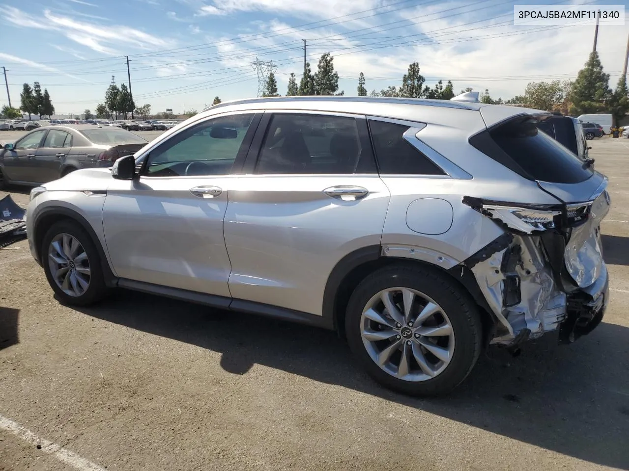 2021 Infiniti Qx50 Luxe VIN: 3PCAJ5BA2MF111340 Lot: 75963524