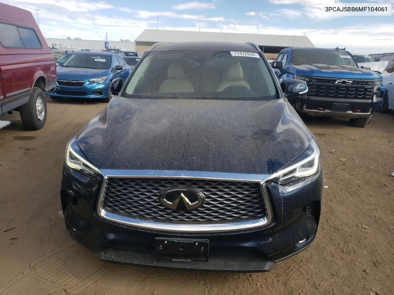 2021 Infiniti Qx50 Luxe VIN: 3PCAJ5BB6MF104061 Lot: 77472934