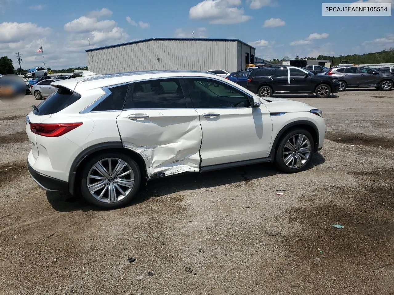 2022 Infiniti Qx50 Sensory VIN: 3PCAJ5EA6NF105554 Lot: 67573574