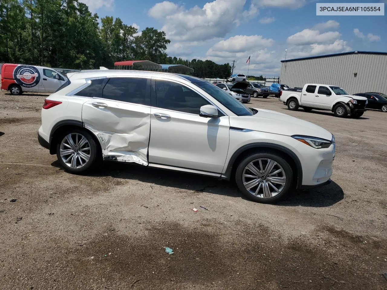 2022 Infiniti Qx50 Sensory VIN: 3PCAJ5EA6NF105554 Lot: 67573574