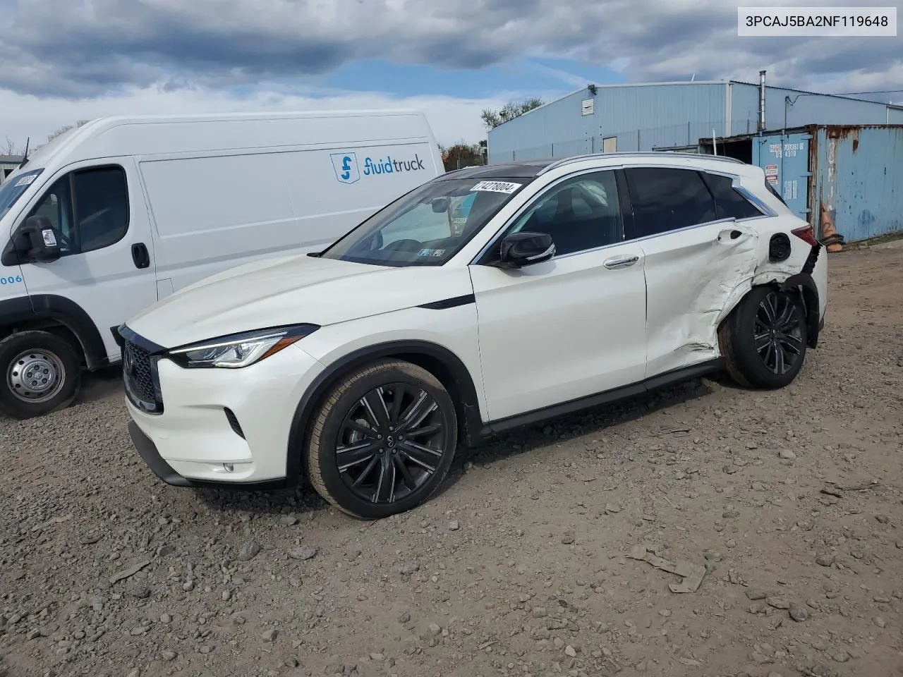 2022 Infiniti Qx50 Luxe VIN: 3PCAJ5BA2NF119648 Lot: 74278004