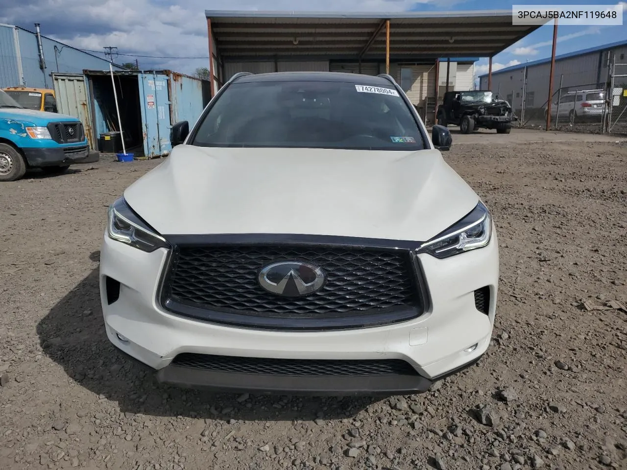 2022 Infiniti Qx50 Luxe VIN: 3PCAJ5BA2NF119648 Lot: 74278004