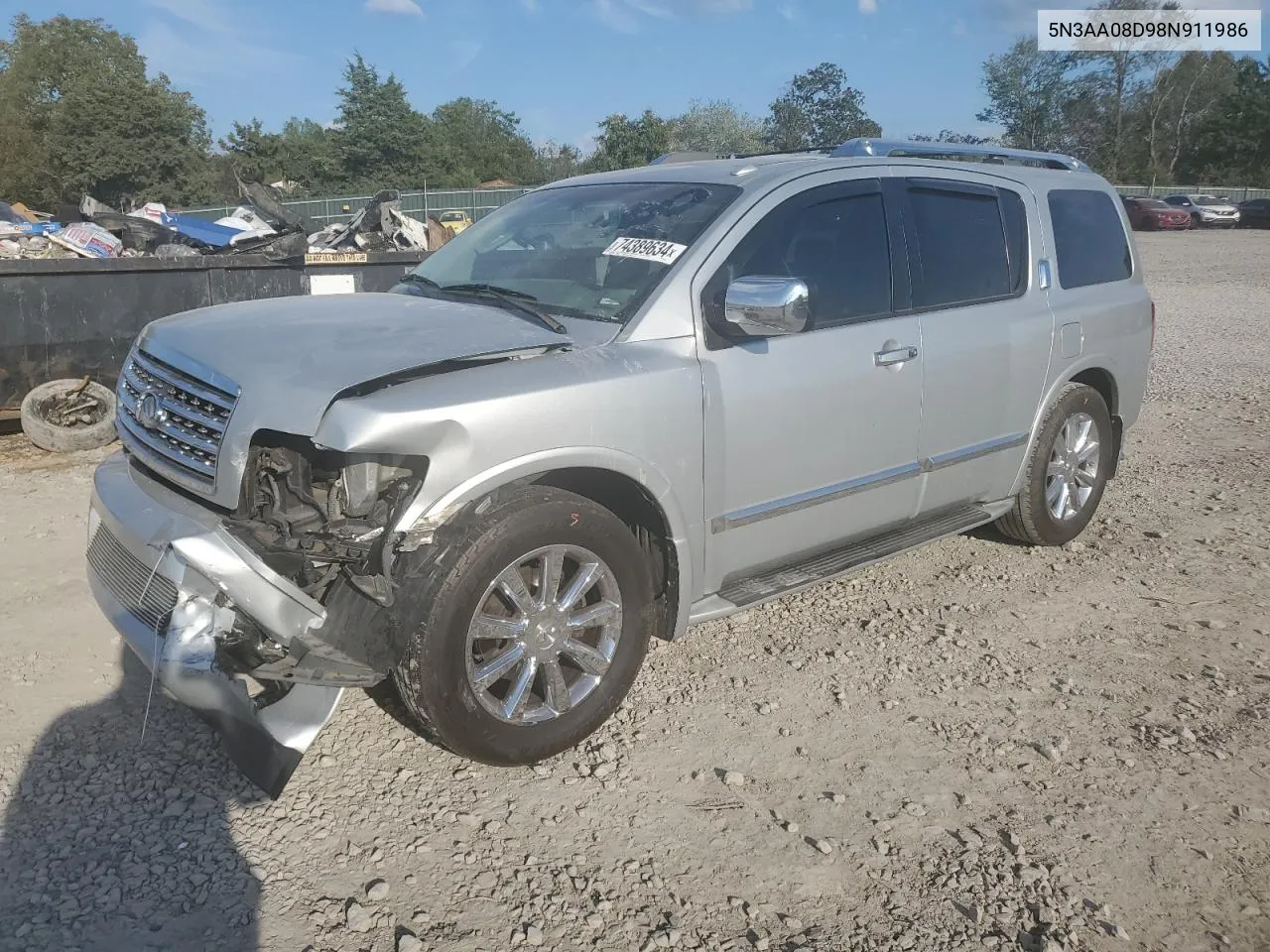 2008 Infiniti Qx56 VIN: 5N3AA08D98N911986 Lot: 74389634