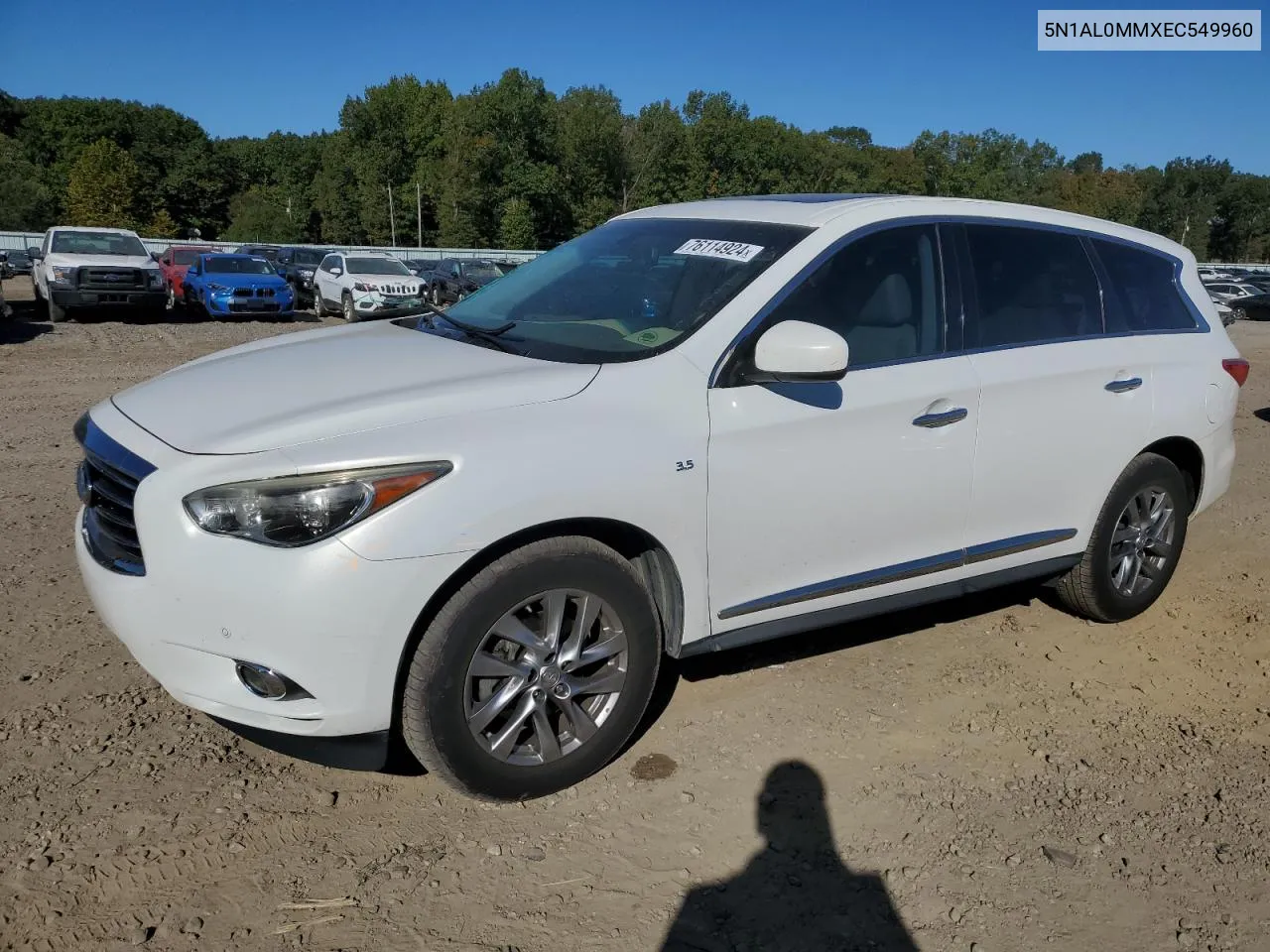 2014 Infiniti Qx60 VIN: 5N1AL0MMXEC549960 Lot: 76114924