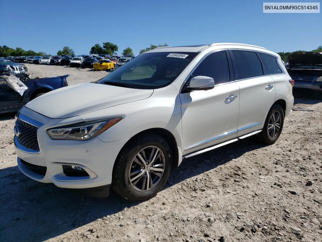 2016 Infiniti Qx60 VIN: 5N1AL0MM9GC514345 Lot: 61040594