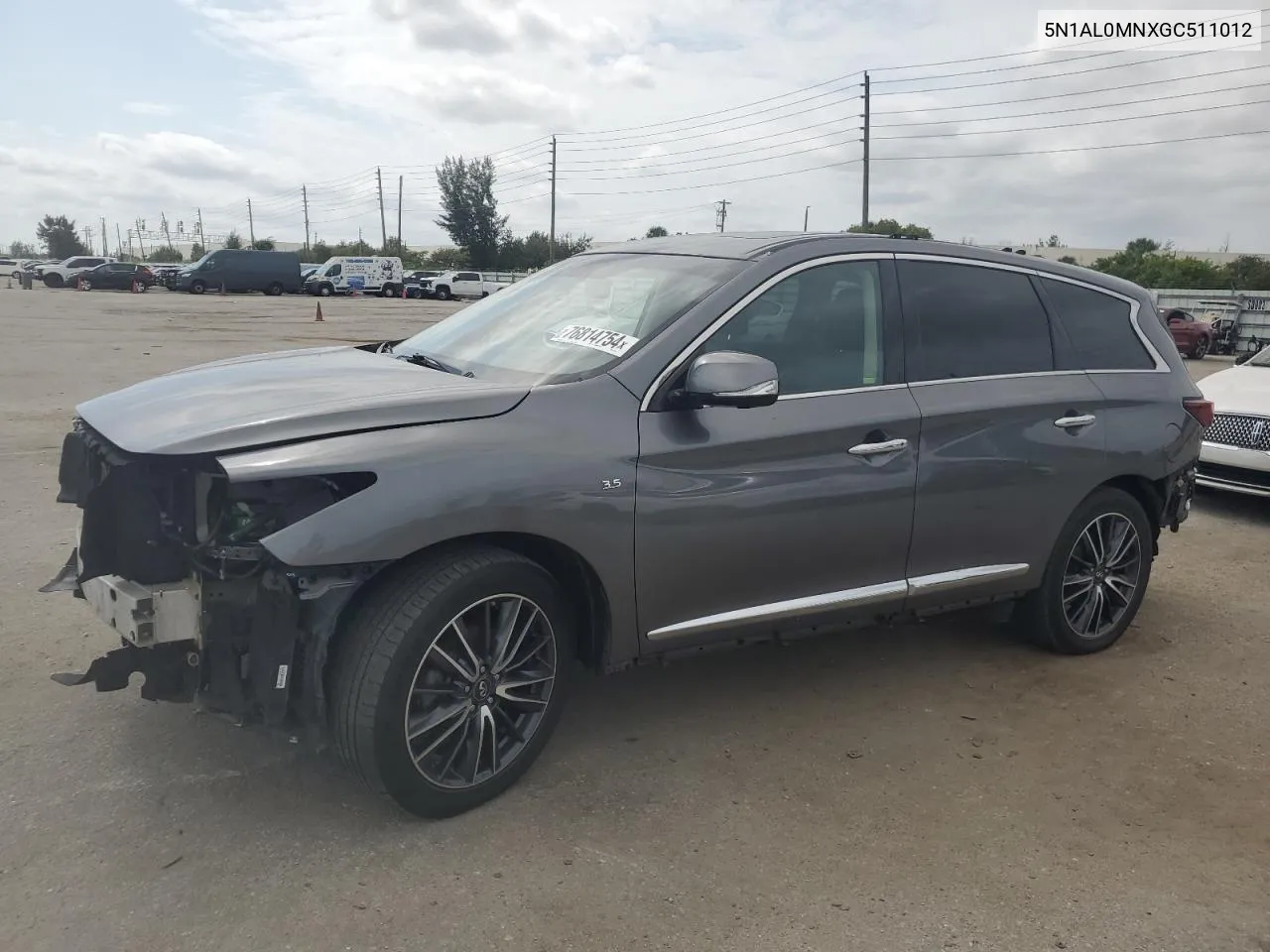 2016 Infiniti Qx60 VIN: 5N1AL0MNXGC511012 Lot: 76814754