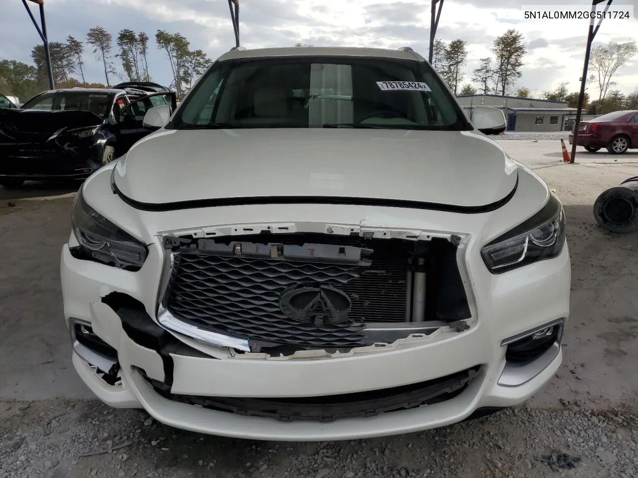 2016 Infiniti Qx60 VIN: 5N1AL0MM2GC511724 Lot: 78785424