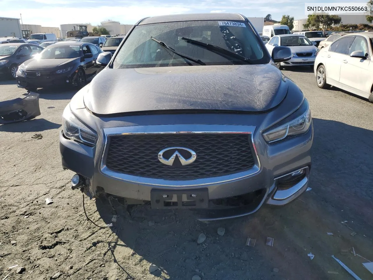 2019 Infiniti Qx60 Luxe VIN: 5N1DL0MN7KC550663 Lot: 78473834