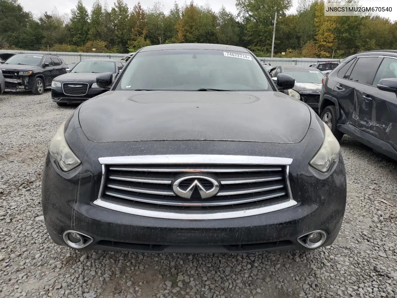 2016 Infiniti Qx70 VIN: JN8CS1MU2GM670540 Lot: 74672714