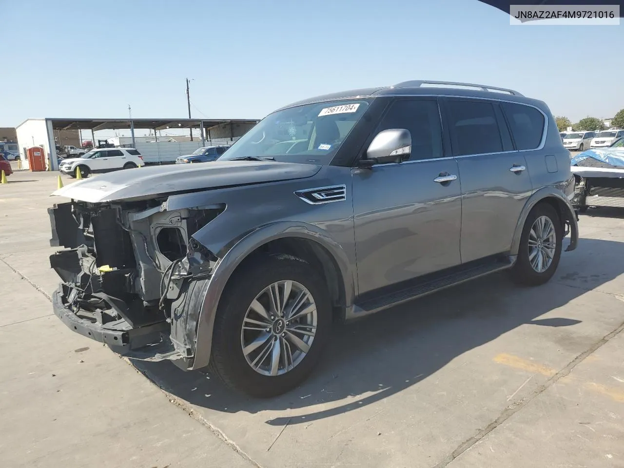 2021 Infiniti Qx80 Luxe VIN: JN8AZ2AF4M9721016 Lot: 75611704