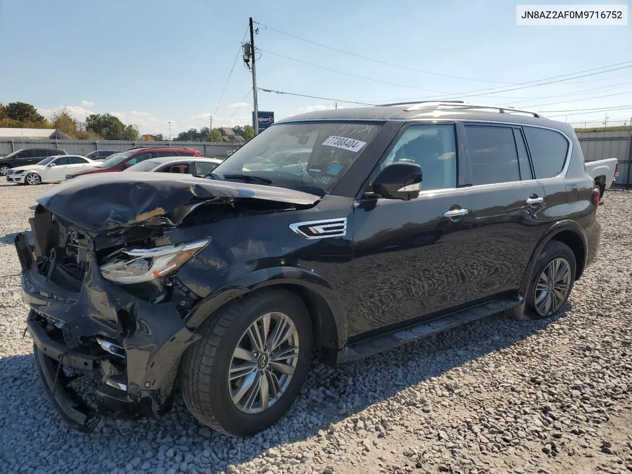 2021 Infiniti Qx80 Luxe VIN: JN8AZ2AF0M9716752 Lot: 77388404