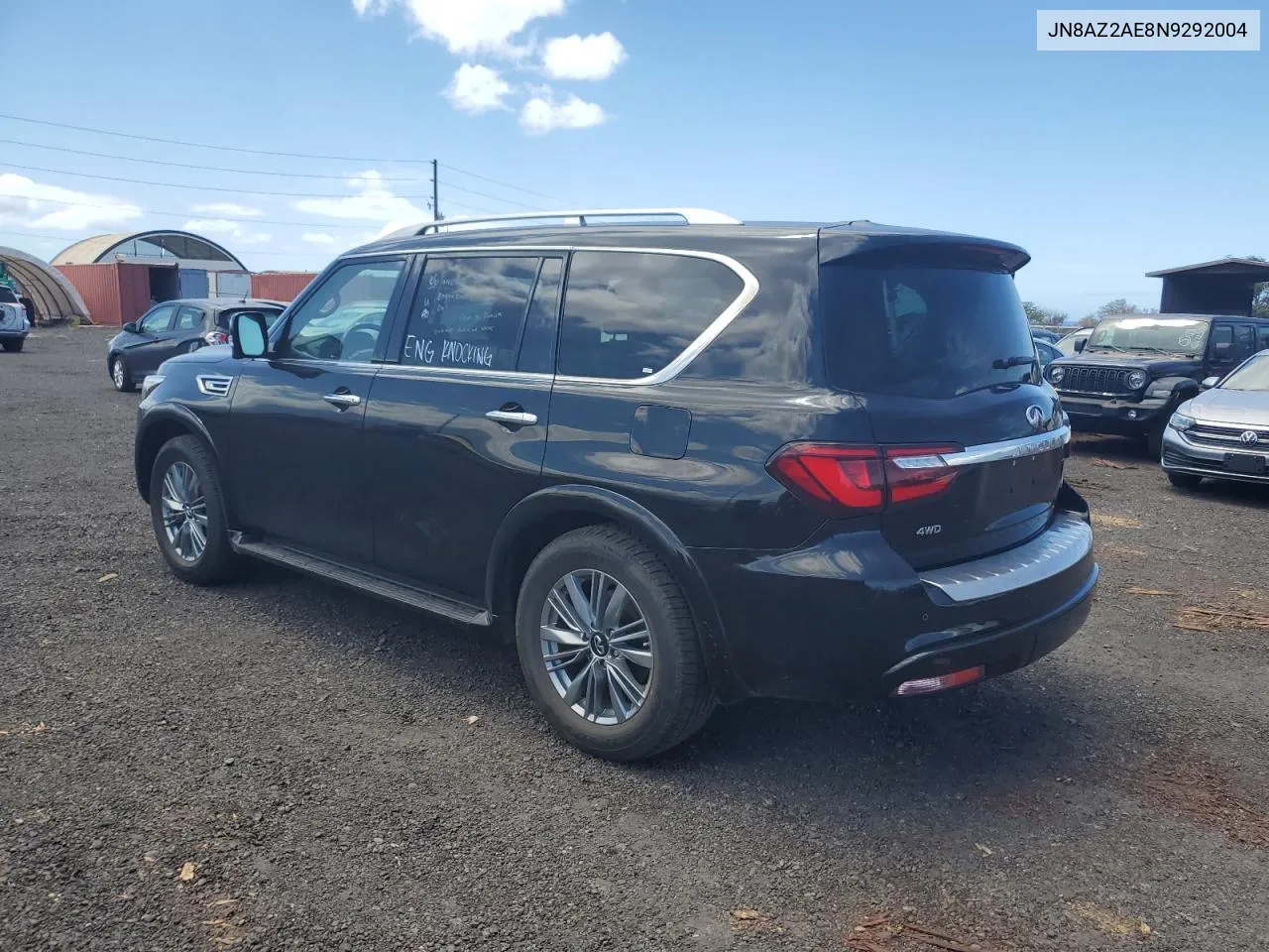 2022 Infiniti Qx80 Luxe VIN: JN8AZ2AE8N9292004 Lot: 72081294