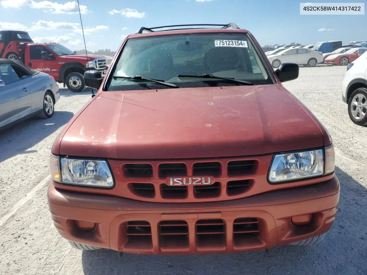 2001 Isuzu Rodeo S VIN: 4S2CK58W414317422 Lot: 75123154