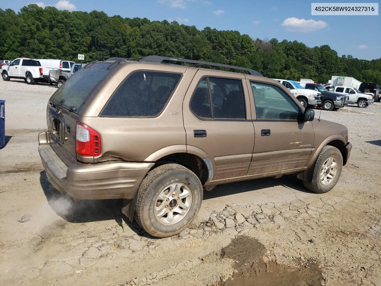 2002 Isuzu Rodeo S VIN: 4S2CK58W924327316 Lot: 68512854