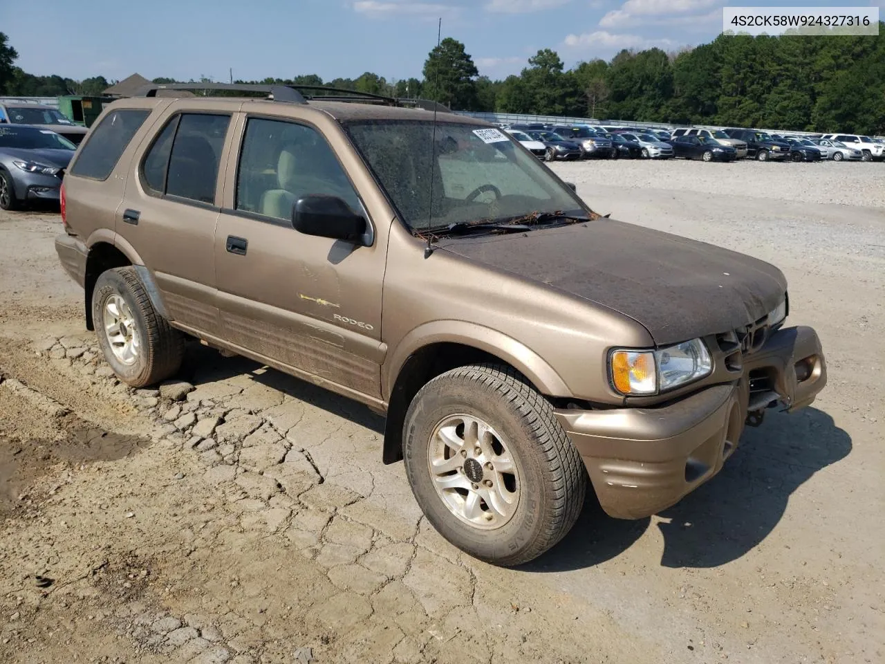 2002 Isuzu Rodeo S VIN: 4S2CK58W924327316 Lot: 68512854