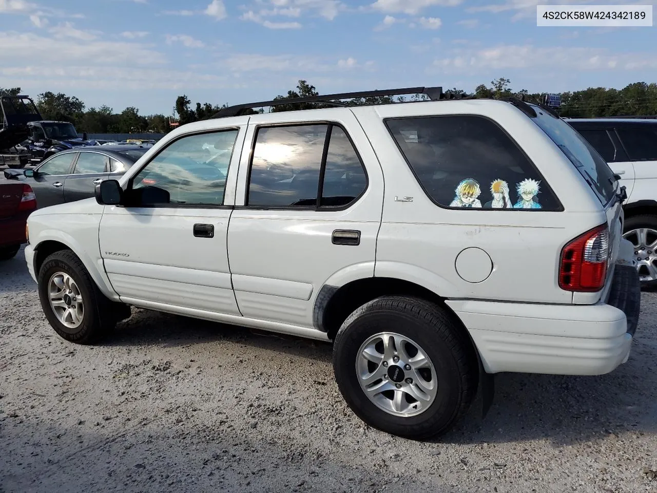 2002 Isuzu Rodeo S VIN: 4S2CK58W424342189 Lot: 76187294