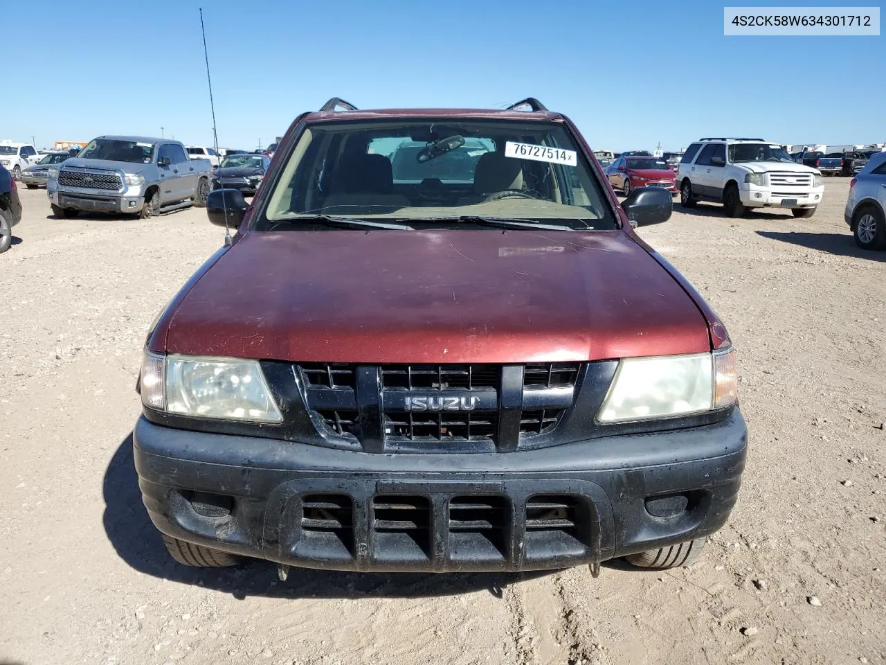 2003 Isuzu Rodeo S VIN: 4S2CK58W634301712 Lot: 76727514