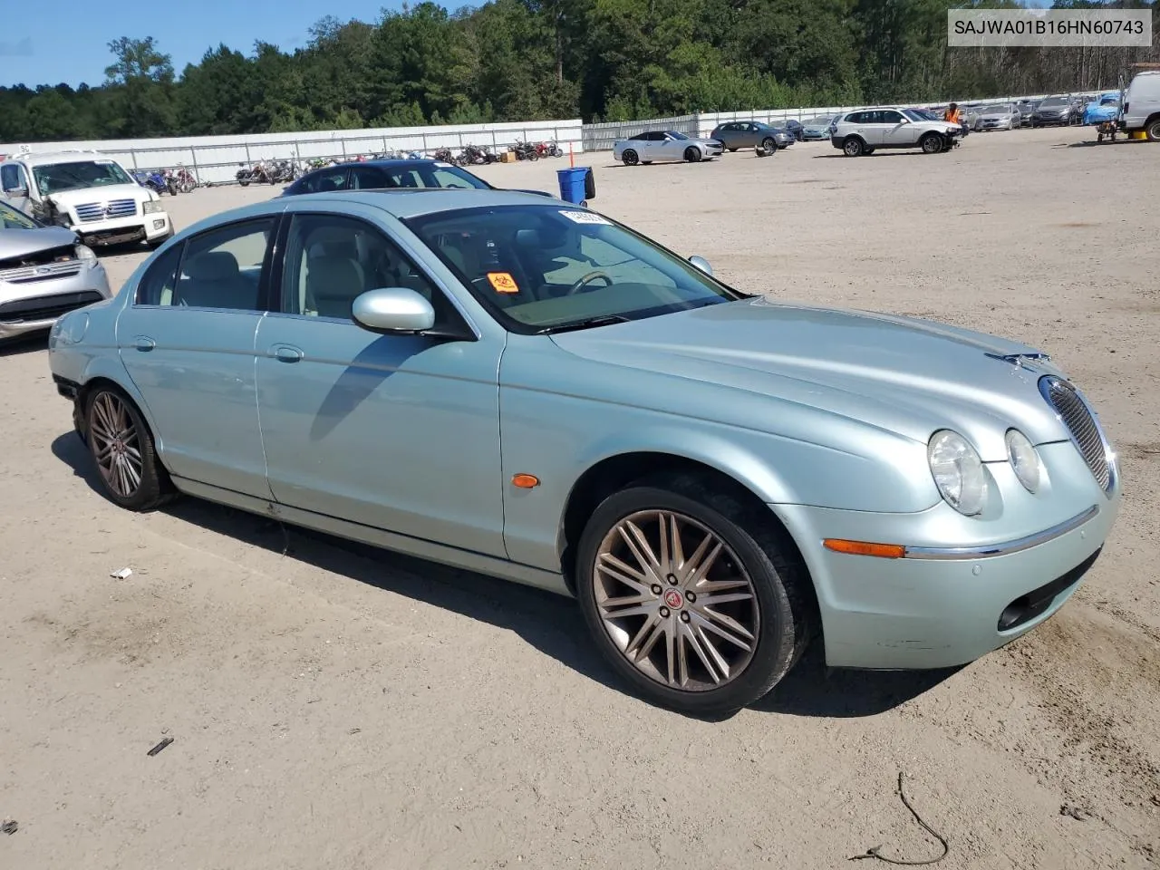 2006 Jaguar S-Type 4.2 VIN: SAJWA01B16HN60743 Lot: 74293214