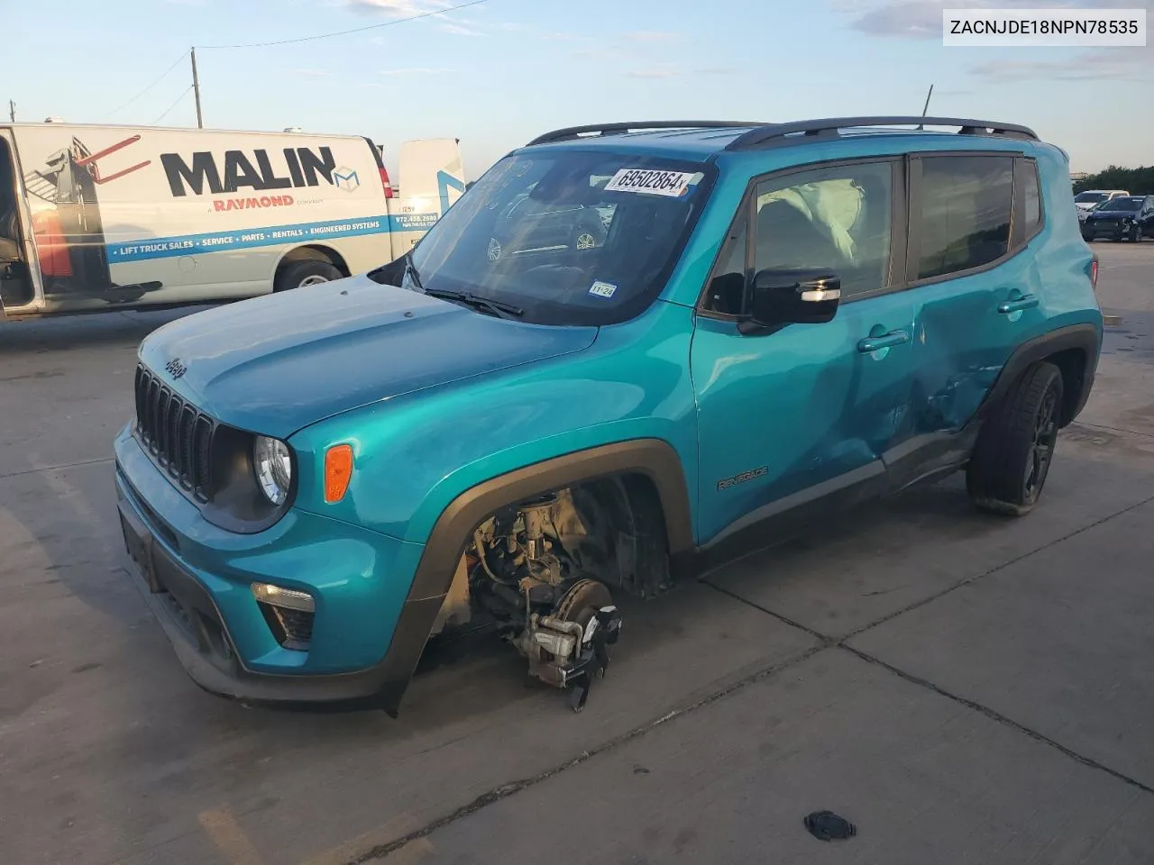 2022 Jeep Renegade Altitude VIN: ZACNJDE18NPN78535 Lot: 69502864