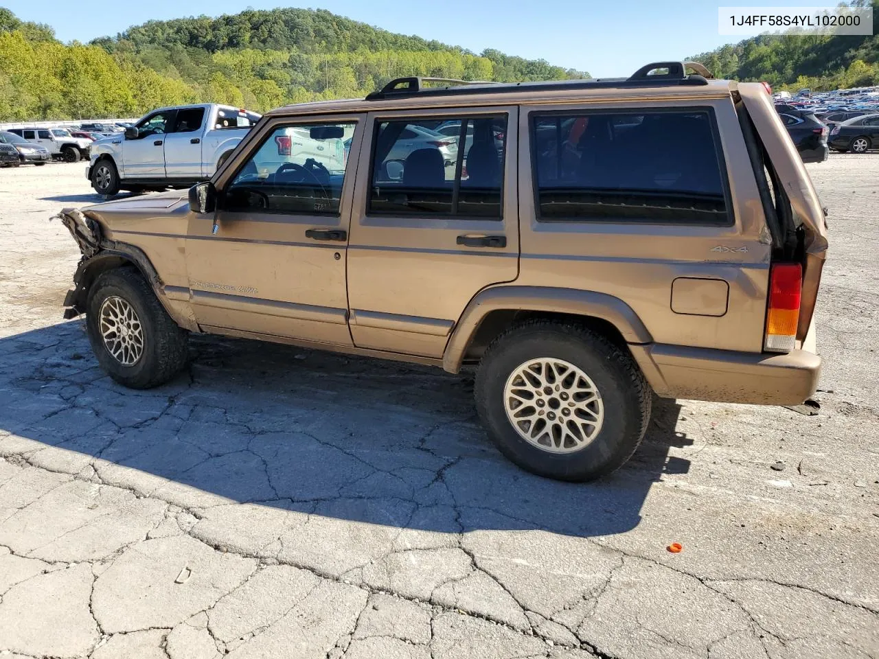 2000 Jeep Cherokee Classic VIN: 1J4FF58S4YL102000 Lot: 73772504