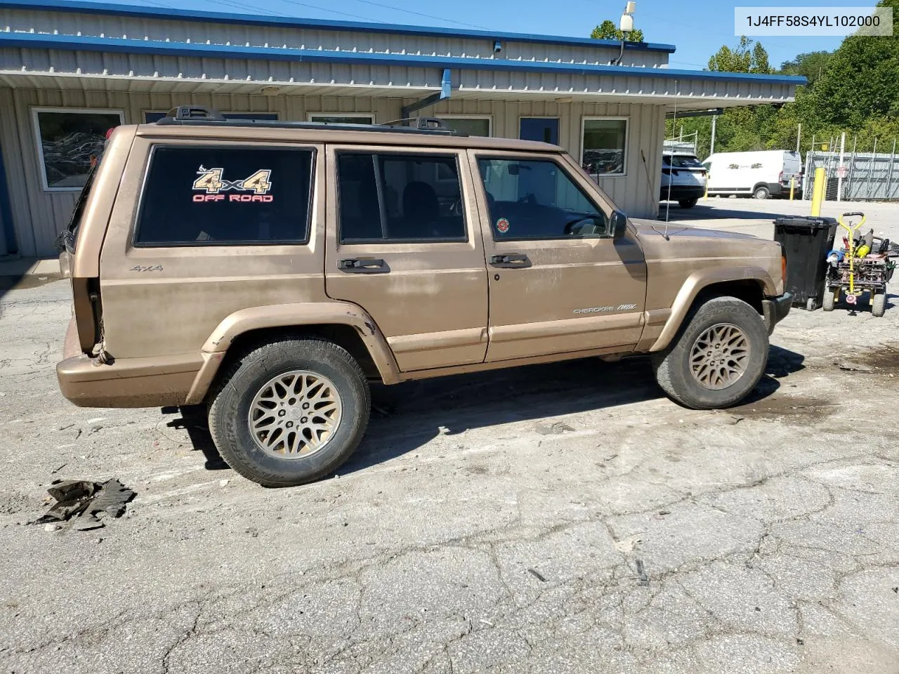 2000 Jeep Cherokee Classic VIN: 1J4FF58S4YL102000 Lot: 73772504