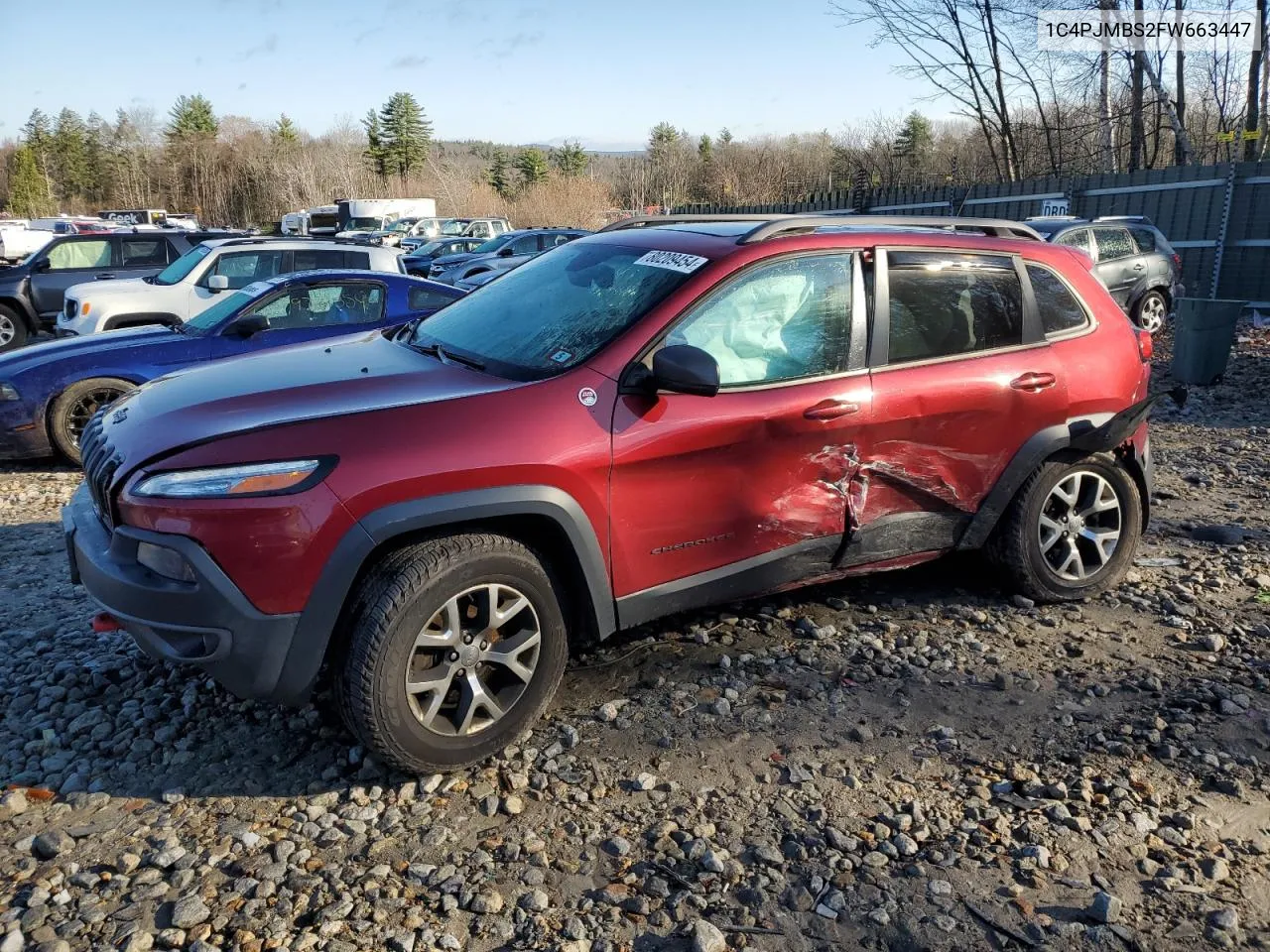 2015 Jeep Cherokee Trailhawk VIN: 1C4PJMBS2FW663447 Lot: 80209454