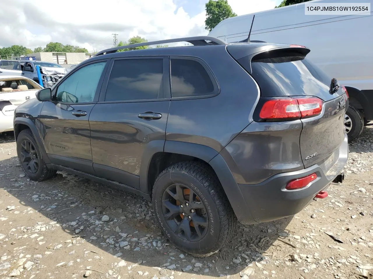 2016 Jeep Cherokee Trailhawk VIN: 1C4PJMBS1GW192554 Lot: 55210114