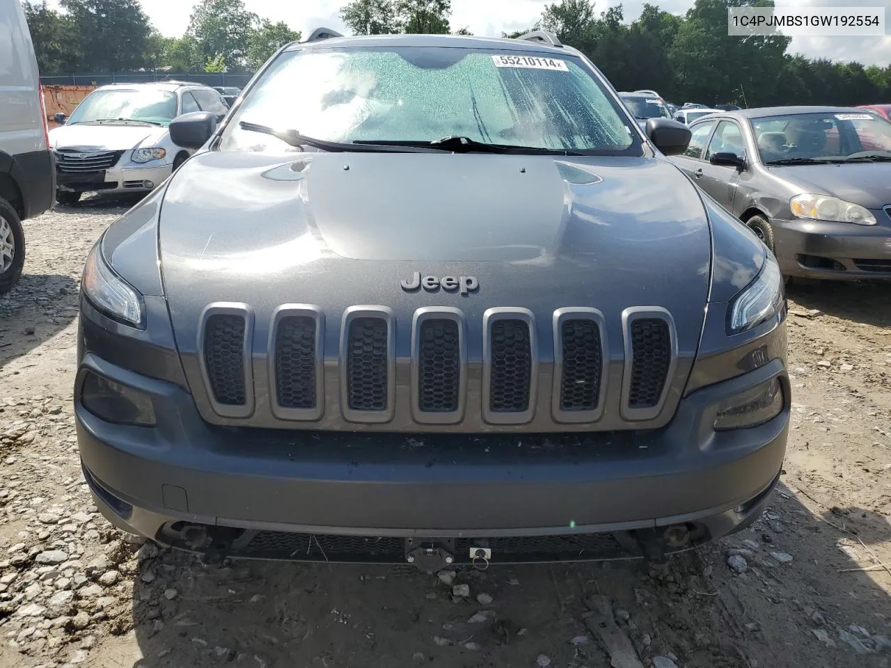 2016 Jeep Cherokee Trailhawk VIN: 1C4PJMBS1GW192554 Lot: 55210114