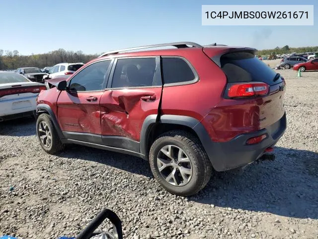 2016 Jeep Cherokee Trailhawk VIN: 1C4PJMBS0GW261671 Lot: 60257564