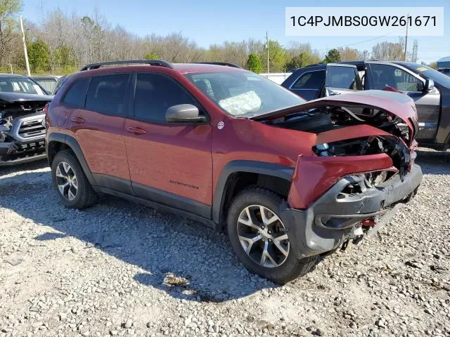 2016 Jeep Cherokee Trailhawk VIN: 1C4PJMBS0GW261671 Lot: 60257564