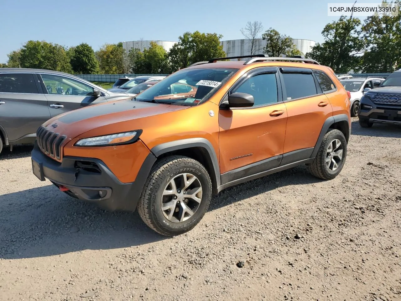 2016 Jeep Cherokee Trailhawk VIN: 1C4PJMBSXGW133910 Lot: 72219314