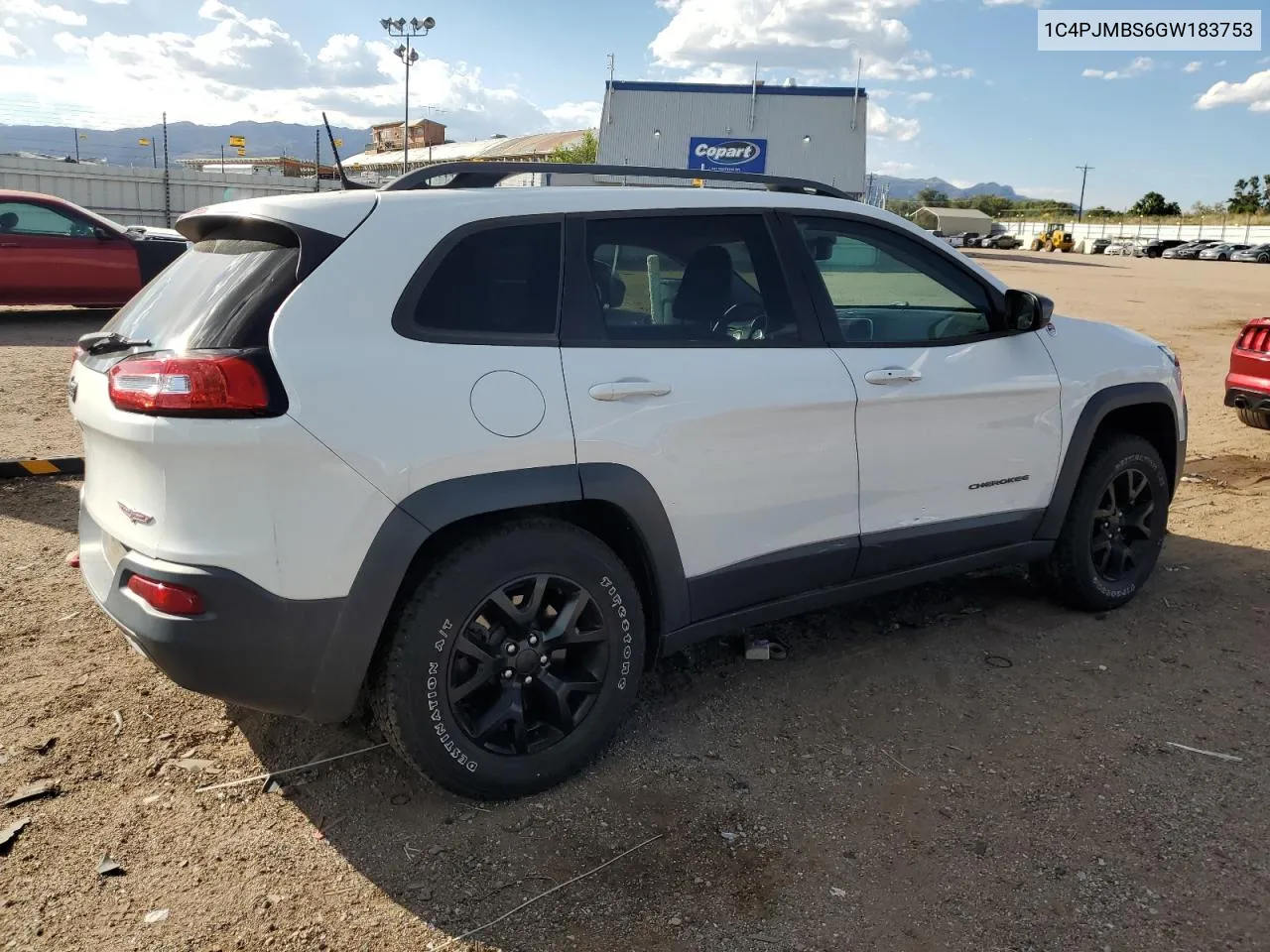 2016 Jeep Cherokee Trailhawk VIN: 1C4PJMBS6GW183753 Lot: 73020354