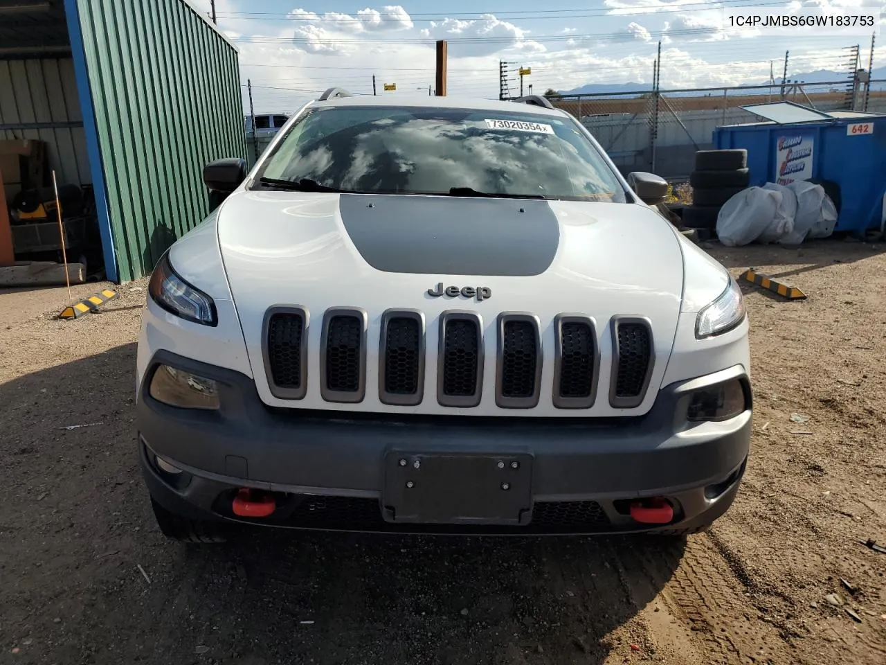 2016 Jeep Cherokee Trailhawk VIN: 1C4PJMBS6GW183753 Lot: 73020354