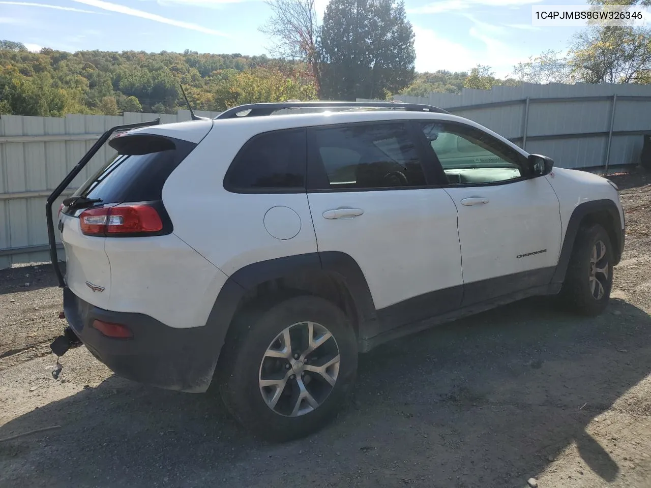 2016 Jeep Cherokee Trailhawk VIN: 1C4PJMBS8GW326346 Lot: 73401574