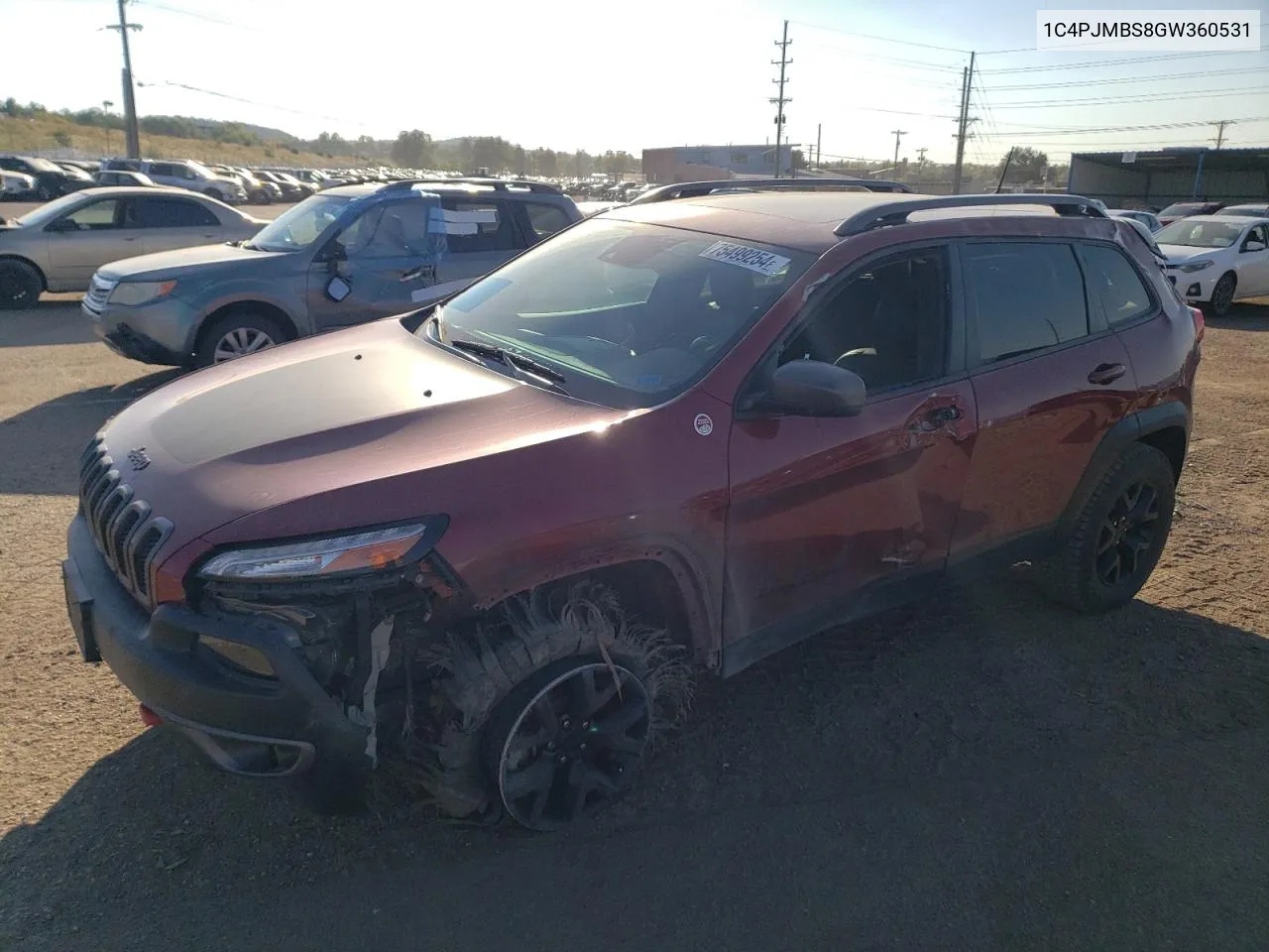 2016 Jeep Cherokee Trailhawk VIN: 1C4PJMBS8GW360531 Lot: 75499254