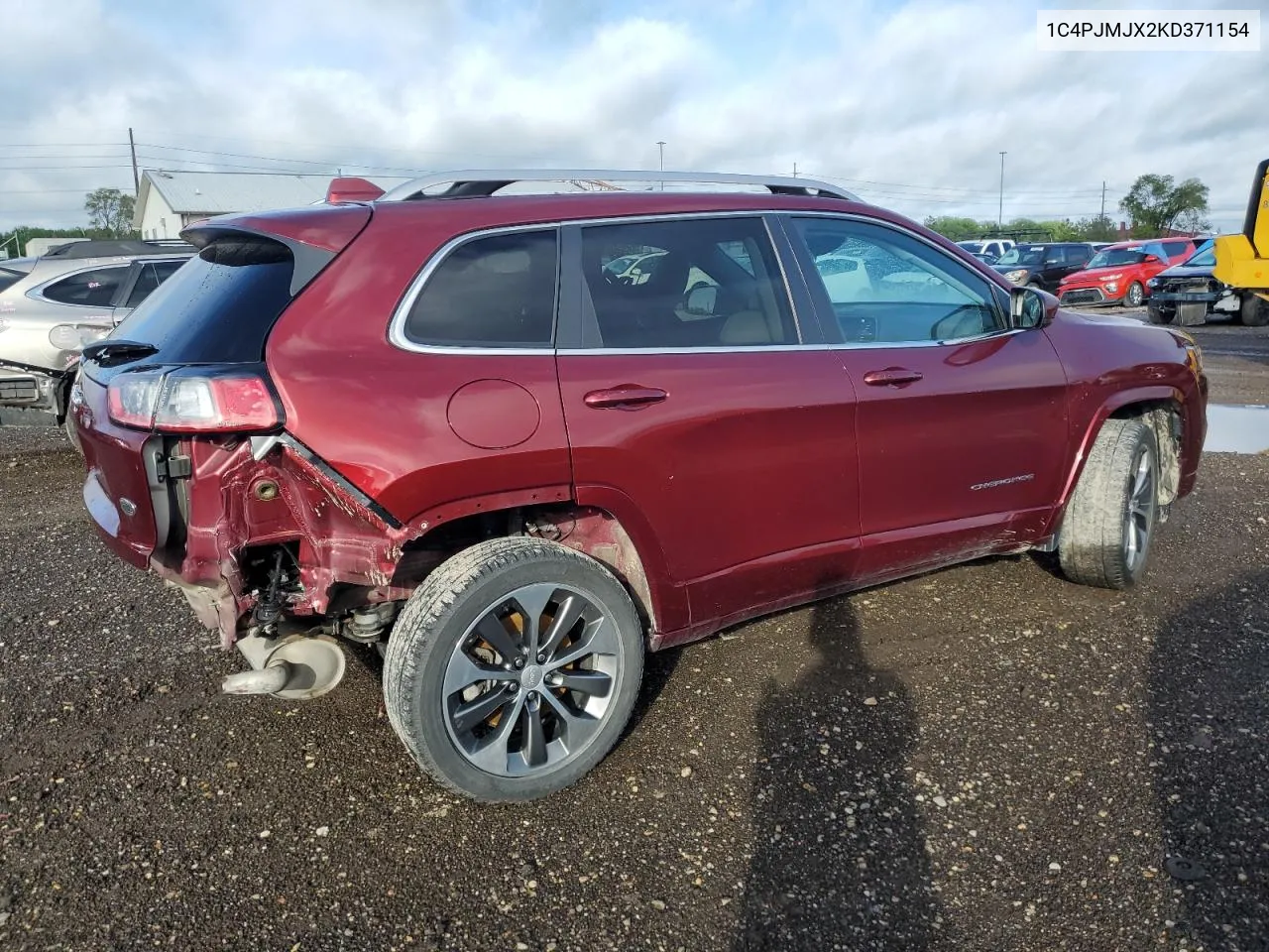 2019 Jeep Cherokee Overland VIN: 1C4PJMJX2KD371154 Lot: 53315474