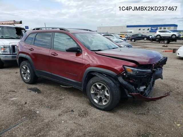 2019 Jeep Cherokee Trailhawk VIN: 1C4PJMBX2KD237467 Lot: 57902144