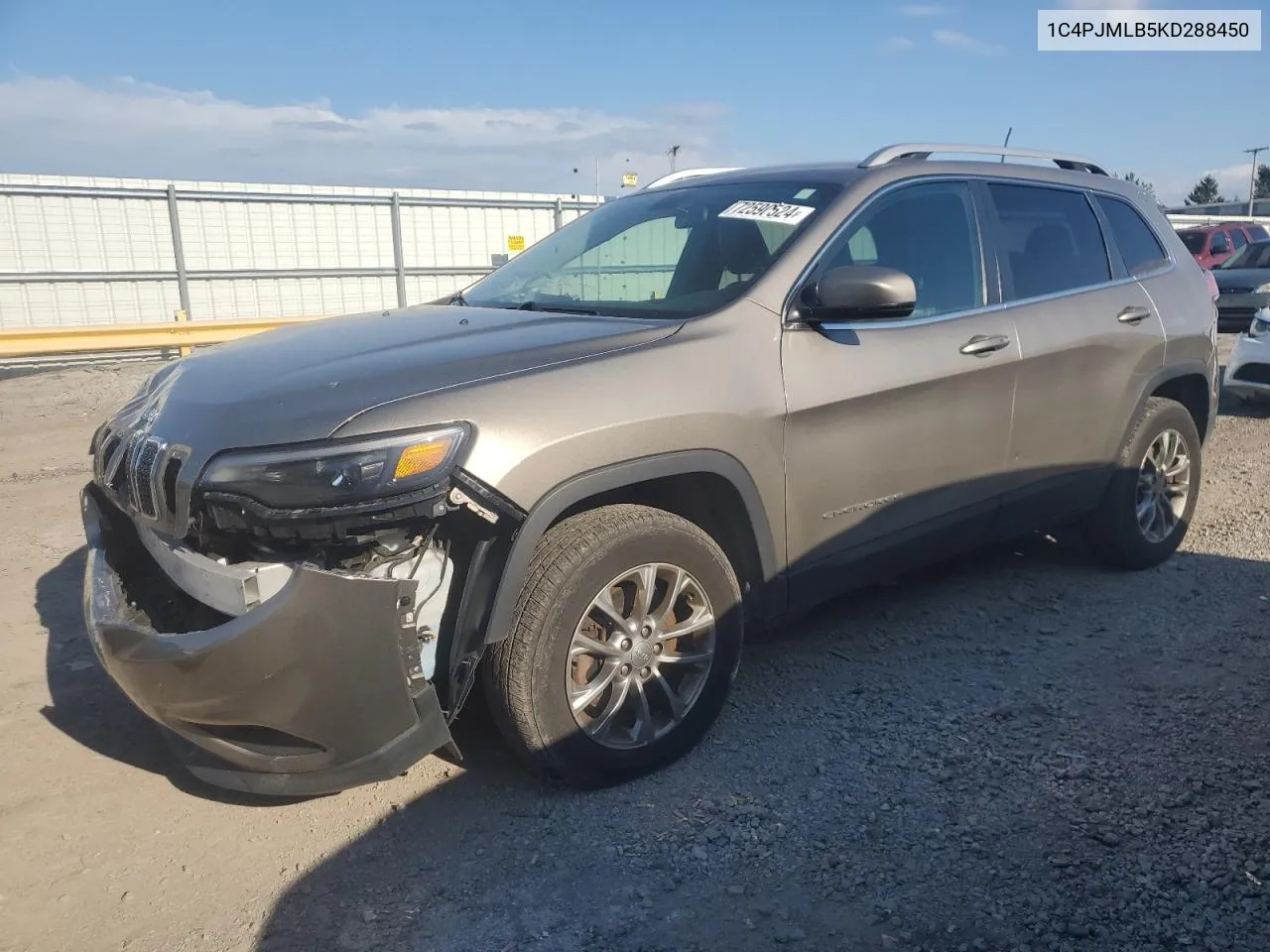 2019 Jeep Cherokee Latitude Plus VIN: 1C4PJMLB5KD288450 Lot: 72590524