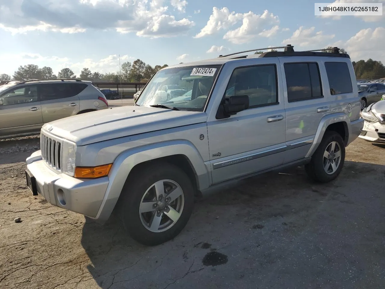 2006 Jeep Commander VIN: 1J8HG48K16C265182 Lot: 78472474