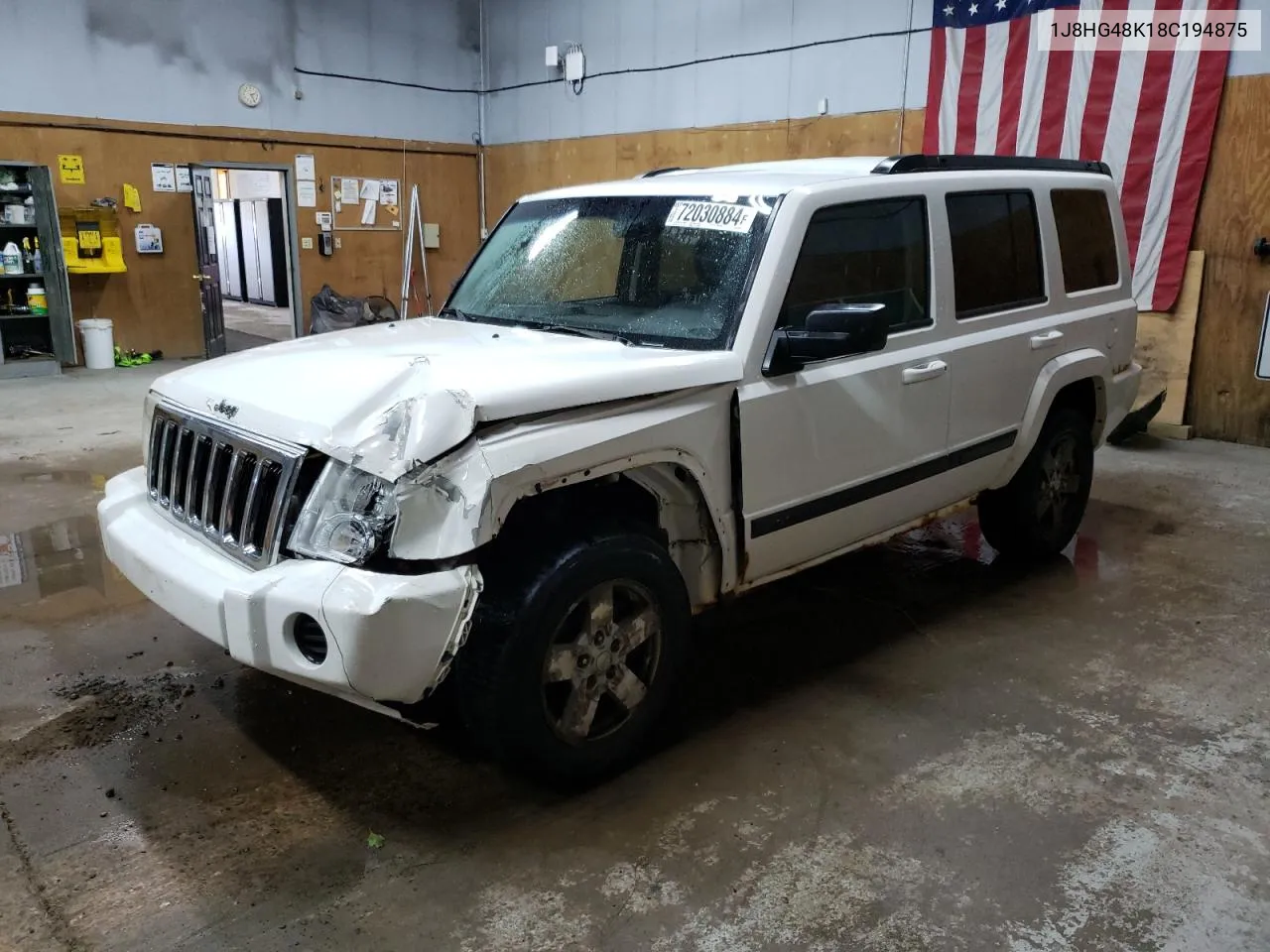 2008 Jeep Commander Sport VIN: 1J8HG48K18C194875 Lot: 72030884