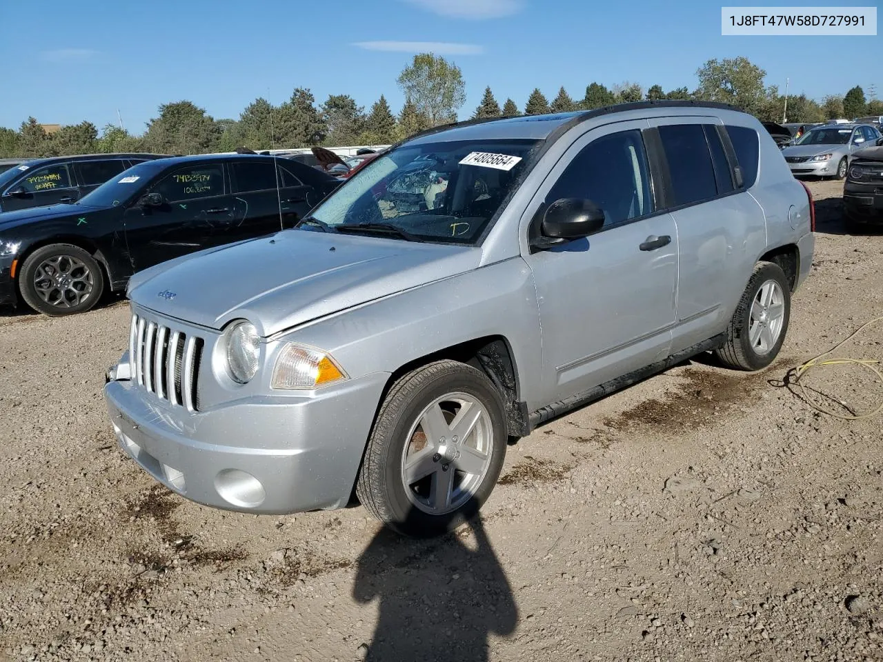 2008 Jeep Compass Sport VIN: 1J8FT47W58D727991 Lot: 74805664