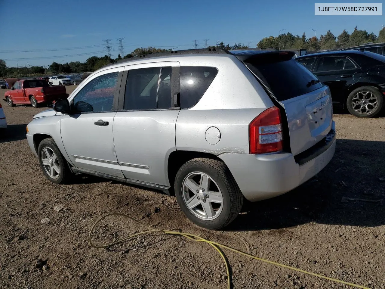 2008 Jeep Compass Sport VIN: 1J8FT47W58D727991 Lot: 74805664