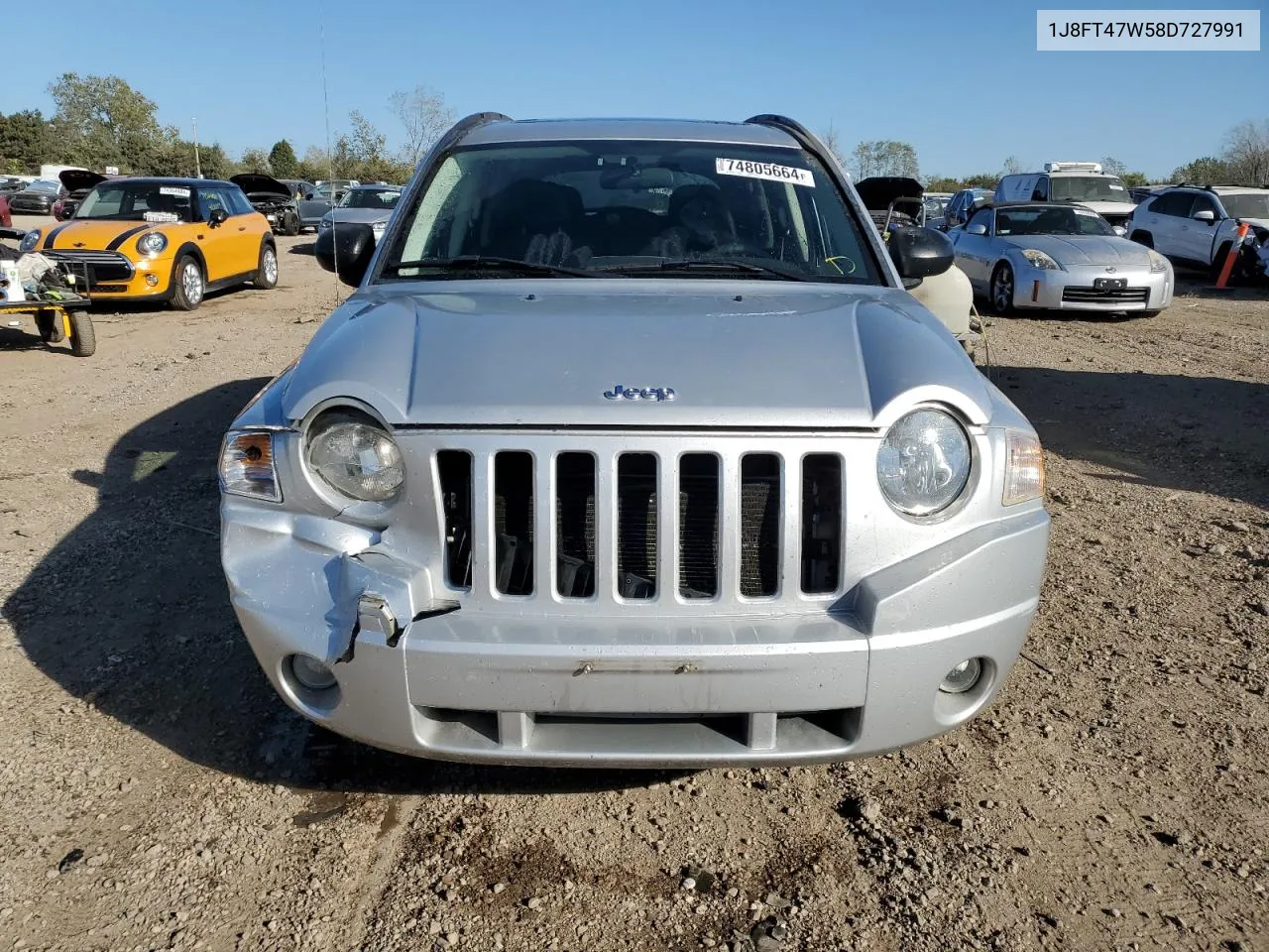 2008 Jeep Compass Sport VIN: 1J8FT47W58D727991 Lot: 74805664