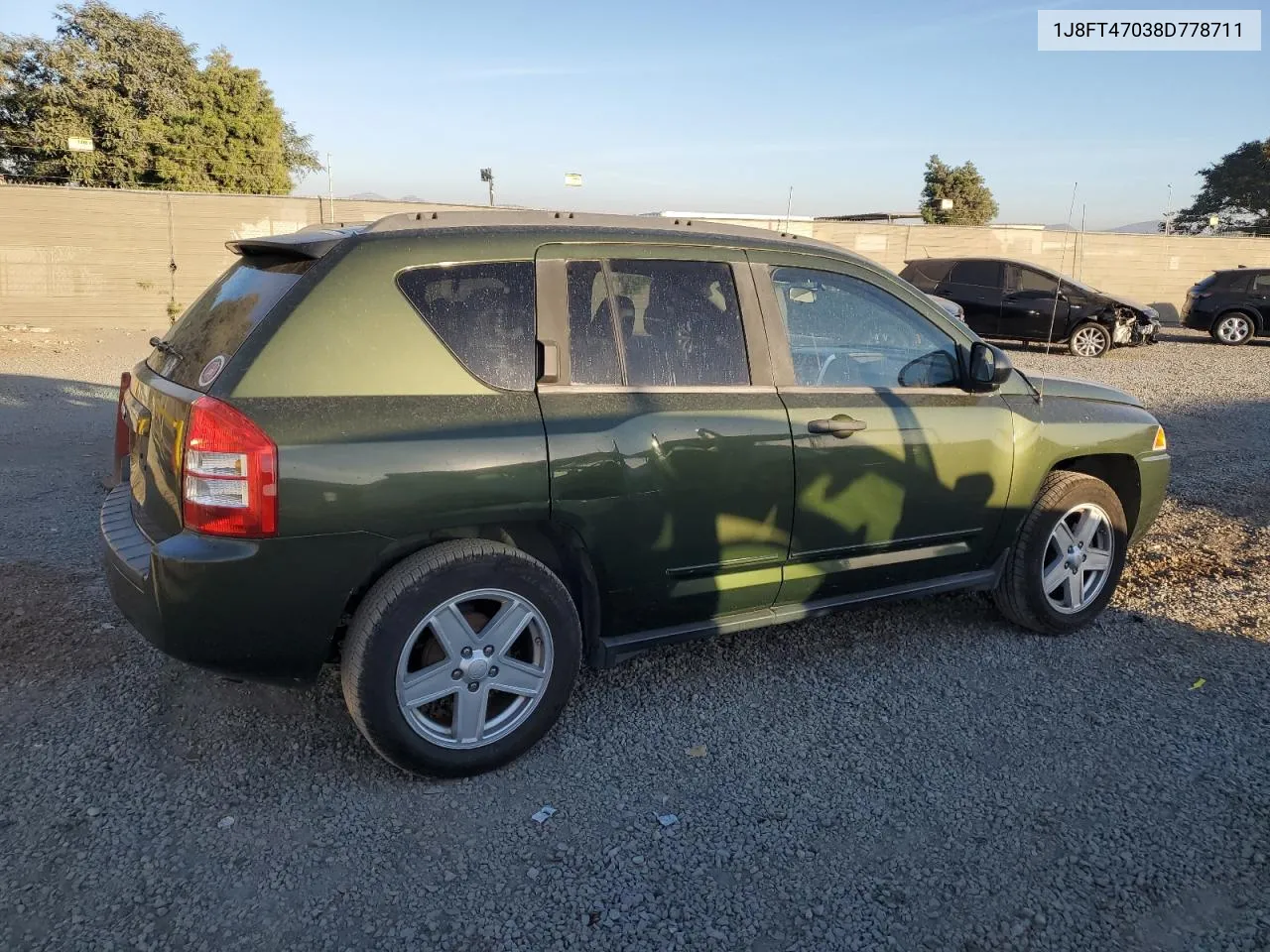 2008 Jeep Compass Sport VIN: 1J8FT47038D778711 Lot: 78101754