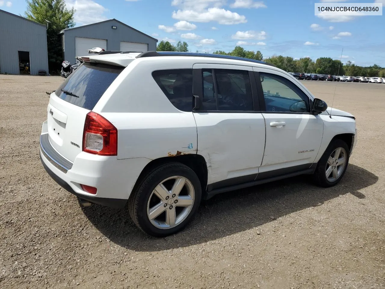 2012 Jeep Compass Limited VIN: 1C4NJCCB4CD648360 Lot: 69533994