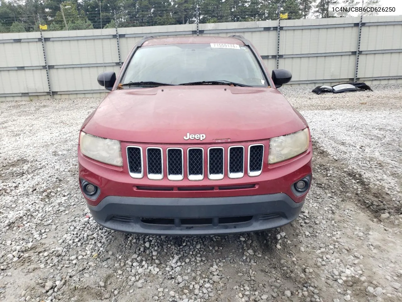 1C4NJCBB6CD626250 2012 Jeep Compass Sport