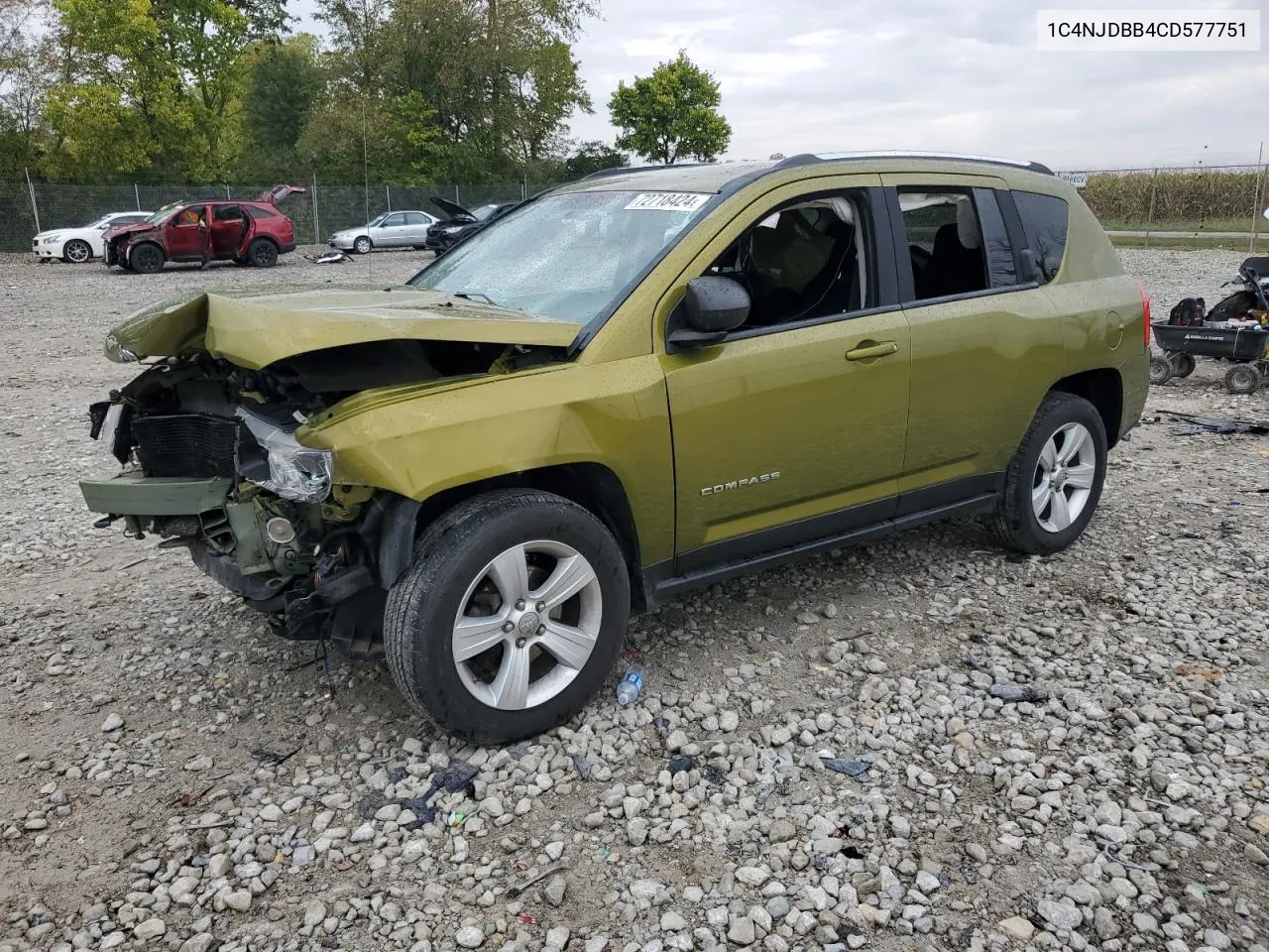 2012 Jeep Compass Sport VIN: 1C4NJDBB4CD577751 Lot: 72718424